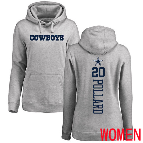Women Dallas Cowboys Ash Tony Pollard Backer #20 Pullover NFL Hoodie Sweatshirts->dallas cowboys->NFL Jersey